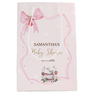 Sac Cadeau Moyen Baby shower de la fraise, de l'oie, des points du 