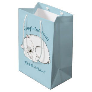 Sac Cadeau Moyen Baby shower de l'ours polaire Garçon bleu hiverna