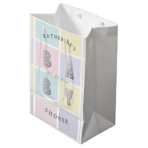 Sac Cadeau Moyen Baby shower d'or Pastel Color Block