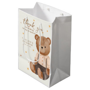 Sac Cadeau Moyen Baby shower d'ours rustique Aquarelle