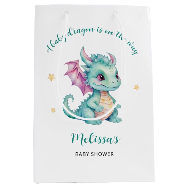 Sac Cadeau Moyen Baby shower Dragon mou (Devant)