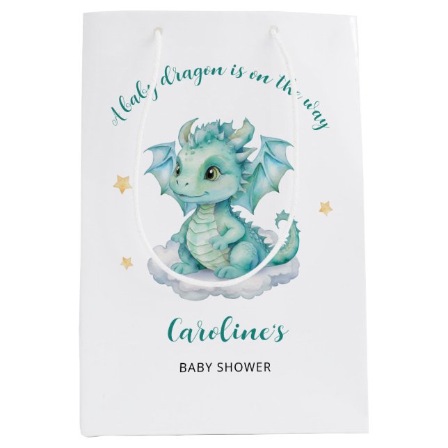 Sac Cadeau Moyen Baby shower Dragon mou (Devant)