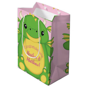 Sac Cadeau Moyen Baby shower Dragon rose