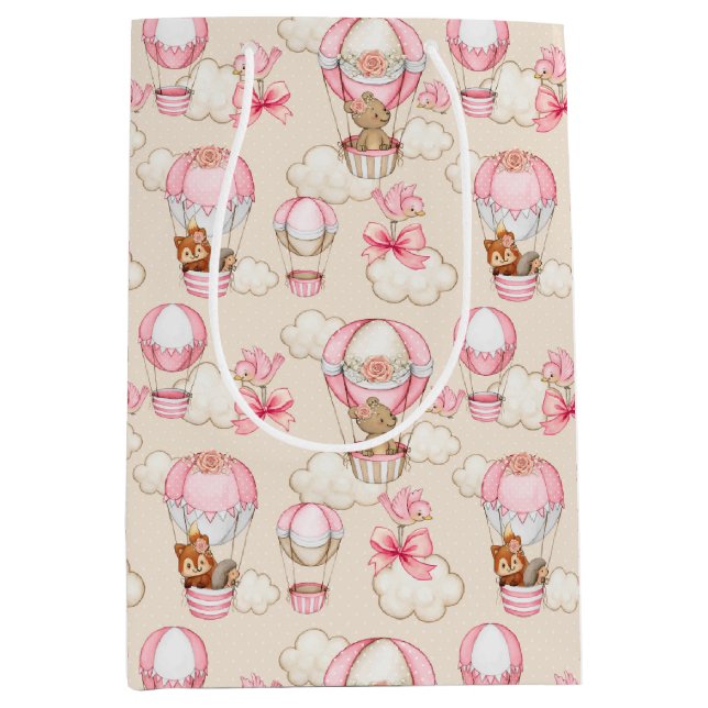 Sac Cadeau Moyen Baby shower fille rose (Devant)