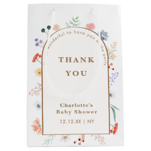 Sac Cadeau Moyen Baby shower Floral Fleur sauvage Boho Arch Spring