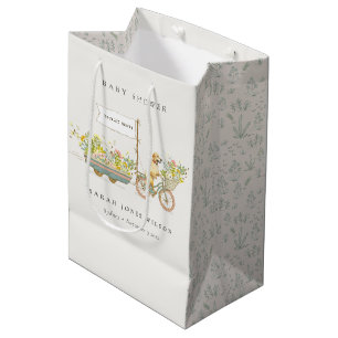 Sac Cadeau Moyen Baby shower Floral Golden Retriever cultivé locale