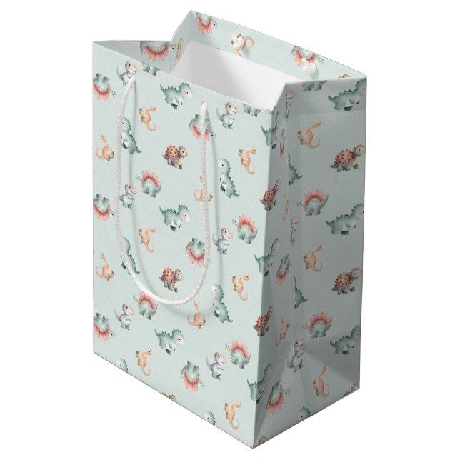 Sac Cadeau Moyen Baby Shower Gift Bag Mixed Dinosaur Pattern Party (Dos Angle)