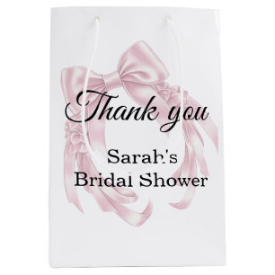 Sac Cadeau Moyen Baby Shower Mariage Ruban Rose
