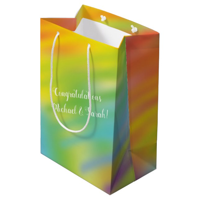 Sac Cadeau Moyen Baby shower Rainbow Tie Dye (Dos Angle)
