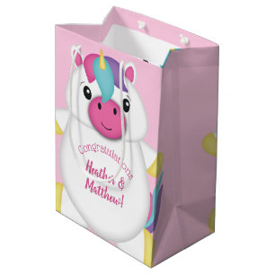 Sac Cadeau Moyen Baby shower Unicorne rose