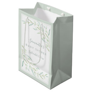 Sac Cadeau Moyen Baby shower Verdure Élégante aquarelle Foliage