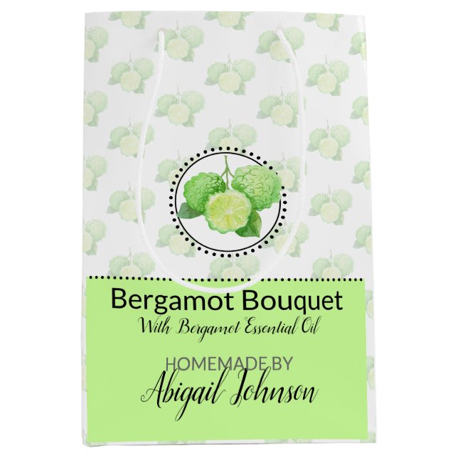 Sac Cadeau Moyen Bain et emballage corporel artisanal | Bergamot (Devant)