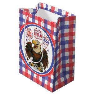 Sac Cadeau Moyen Bald Eagle avec Fireworks - USA 250 ans 1776-2026