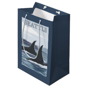 Sac Cadeau Moyen Baleines #1 - Seattle, Washington d'orque