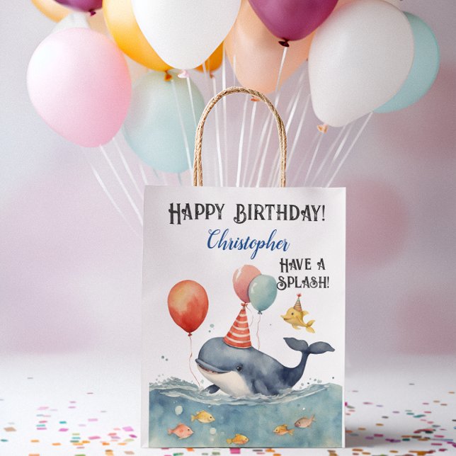 Sac Cadeau Moyen Baleines ont un éclaboussure Personnalisé garçons  (Créateur téléchargé)