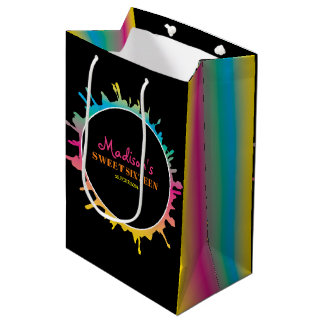 Sac Cadeau Moyen Balise cadeau Ombre Splatter Sweet sixteen 16 Favo