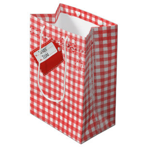 Sac Cadeau Moyen Balise cadeau rouge sur En vichy