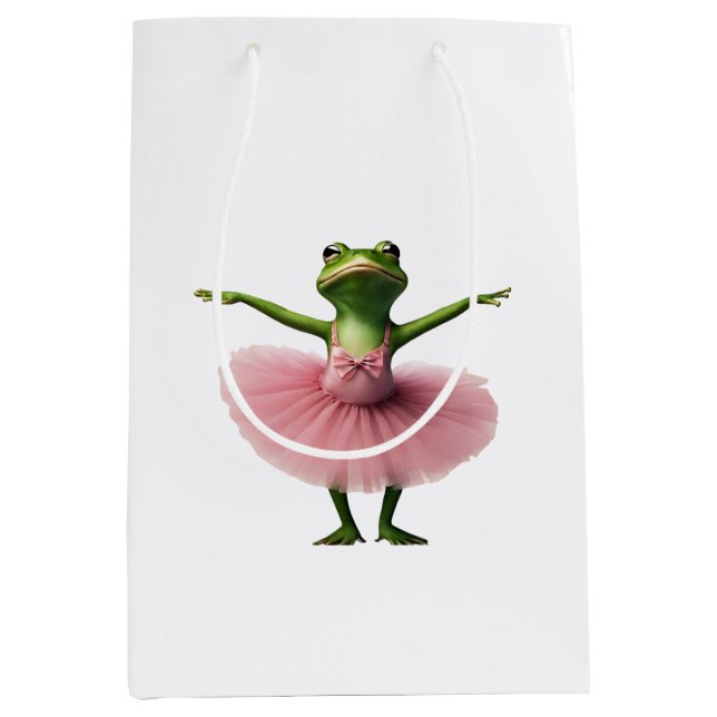 Sac Cadeau Moyen Ballerine de grenouille 2, grenouille, danseuse, c (Devant)