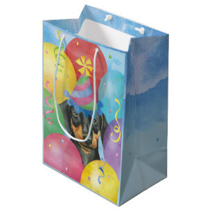 Sac Cadeau Moyen Ballons d'anniversaire Doberman Sac-cadeau moyen