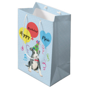 Sac Cadeau Moyen Ballons de fête d'anniversaire Pit Bull Terrier