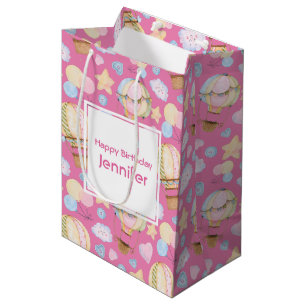 Sac Cadeau Moyen Balloon à air chaud mignon Aquarelle Motif Anniver