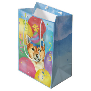 Sac Cadeau Moyen Balloons d'anniversaire Shiba Inu