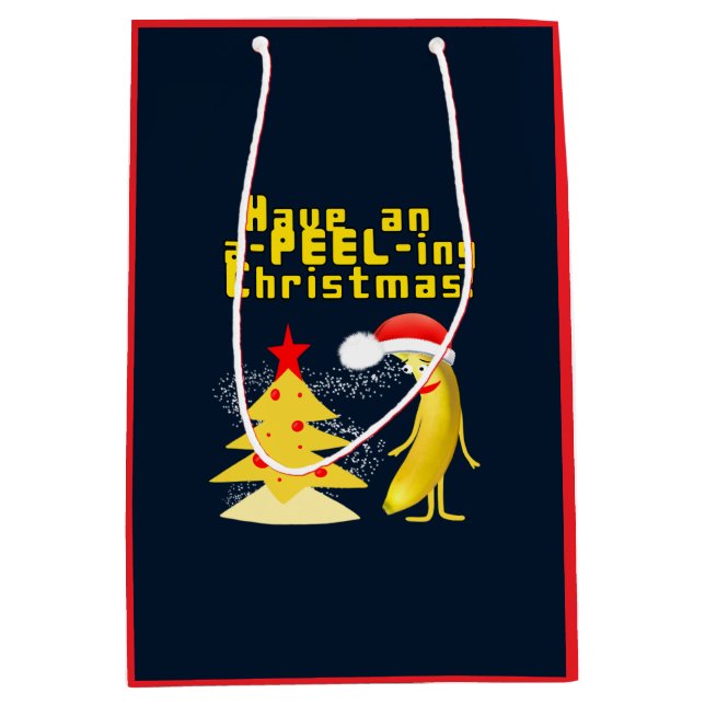 Sac Cadeau Moyen Banane de Noël (Devant)