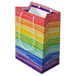 Sac Cadeau Moyen Bandes arc-en-ciel inondées