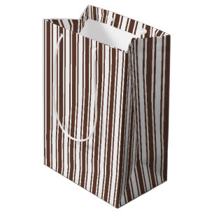 Sac Cadeau Moyen Bandes de bonbons brun et blanc chocolat