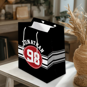 Sac Cadeau Moyen Bandes de course automatique en noir et rouge Nom