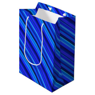 Sac Cadeau Moyen Bandes diagonales bleues
