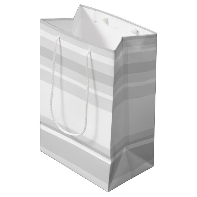 Sac Cadeau Moyen Bandes gris clair (Devant Angle)