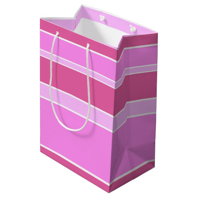 Sac Cadeau Moyen Bandes roses (Dos Angle)