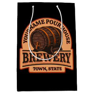 Sac Cadeau Moyen Baril de bière en chêne vieilli sur mesure NOM Bra