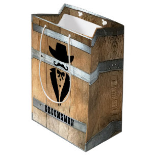 Sac Cadeau Moyen Baril Whiskey Groomsman personnalisé