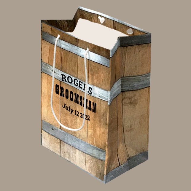 Sac Cadeau Moyen Baril Whiskey Groomsman personnalisé (Créateur téléchargé)