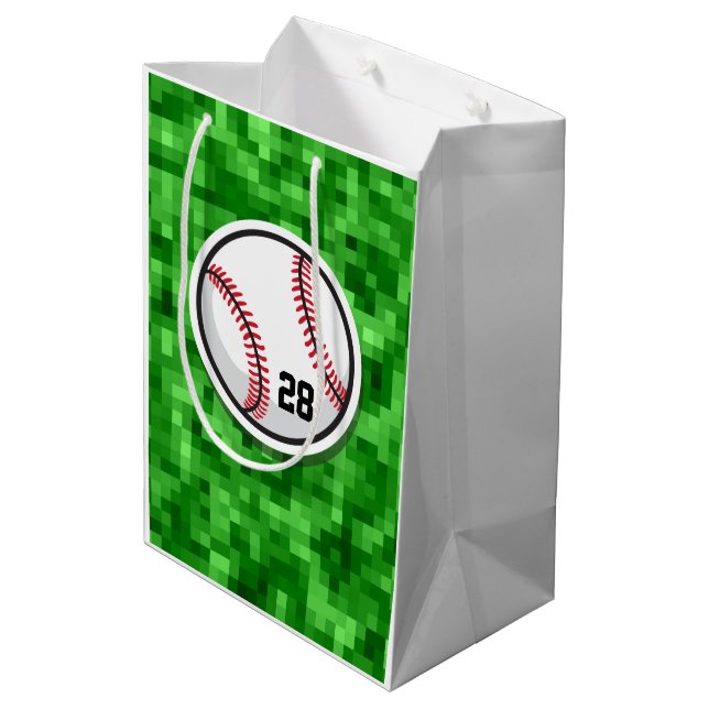 Sac Cadeau Moyen Baseball Pixillit Lecteur Grass Nombre Sports (Dos Angle)
