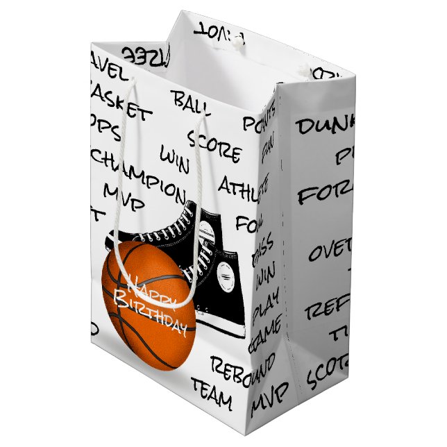 Sac Cadeau Moyen Basket-ball et Basket (Devant Angle)