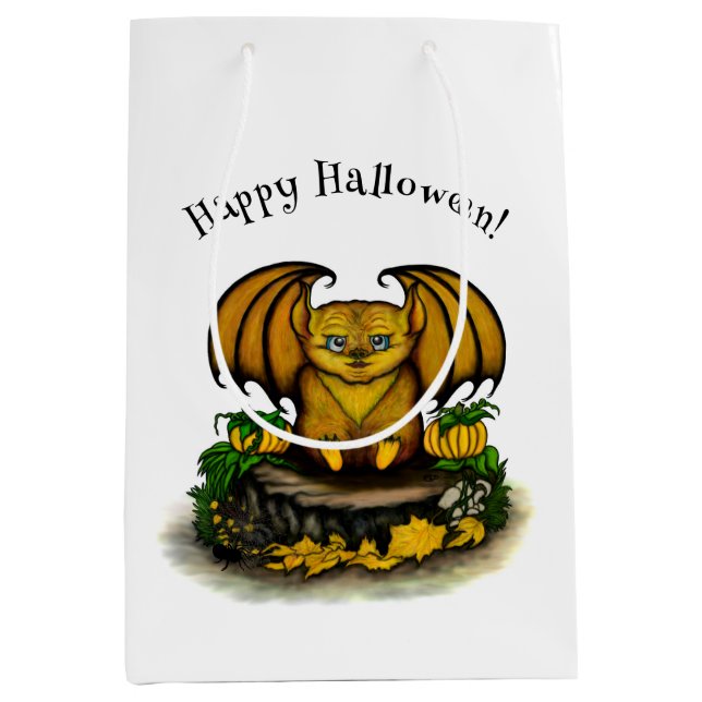 Sac Cadeau Moyen Bat d'Halloween mignonne (Devant)