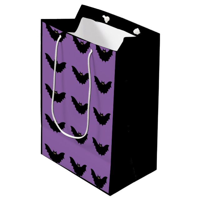 Sac Cadeau Moyen Bat noir d'Halloween (Devant Angle)