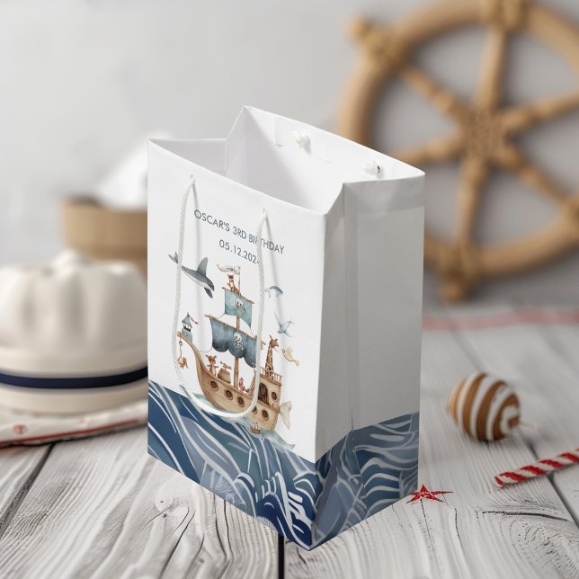 Sac Cadeau Moyen Bateau pirate avec Animaux Fête des enfants (Créateur téléchargé)