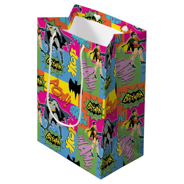 Sac Cadeau Moyen Batman Et Robin Motif Action (Devant Angle)