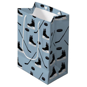 Sac Cadeau Moyen Bâton de hockey sur glace bleu poussiéreux, Motif