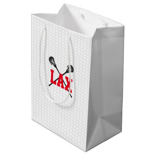 Sac Cadeau Moyen Bâtons de crosse LAX Sports Équipe Couleurs Rouge