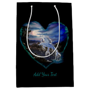 Sac Cadeau Moyen Bay at Night, Dolphin Love, Ajouter votre texte