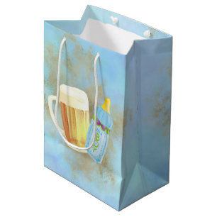 Sac Cadeau Moyen BBQ bébé et bière   Thème de la douche extérieure 