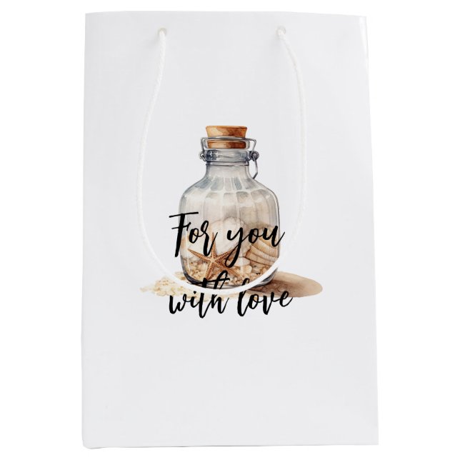 Sac Cadeau Moyen Beach Sand Starfish Bottle (Devant)