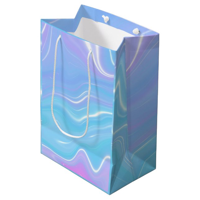 Sac Cadeau Moyen Beach Wave Girly Abstrait Liquid Art (Devant Angle)