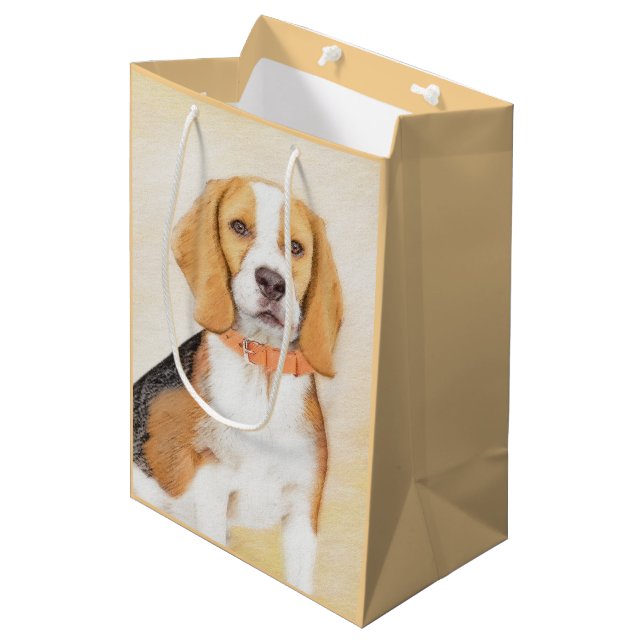 Sac Cadeau Moyen Beagle Hound Dog Peinture Animal Art original (Devant Angle)