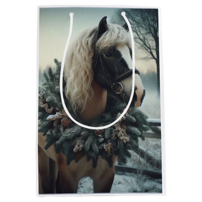 Sac Cadeau Moyen Beau Cheval Brown Equestre Animal Love (Devant)